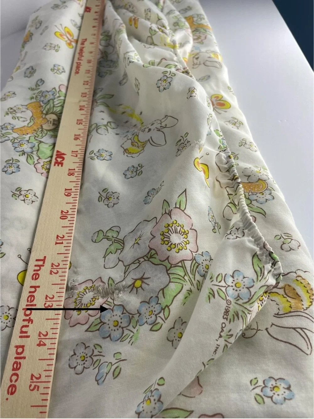 Vintage 1983 Cabbage Patch Kids Double Full Fitted Sheet Craft Fabric Flaw 54X76